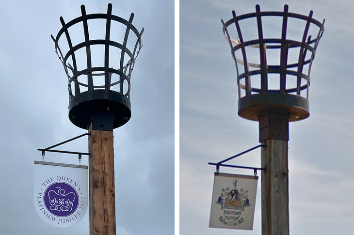 Lancing and Worthing seafront beacons - close up of the baskets