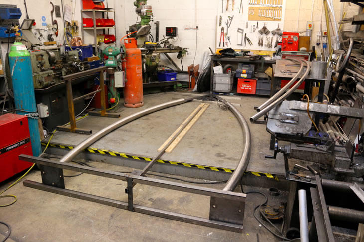 One of the 11 arches for the Shoreham Airshow Memorial take shape in David and Jane's workshop