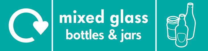 Mixed Glass bottle and jars (WRAP logo banner)
