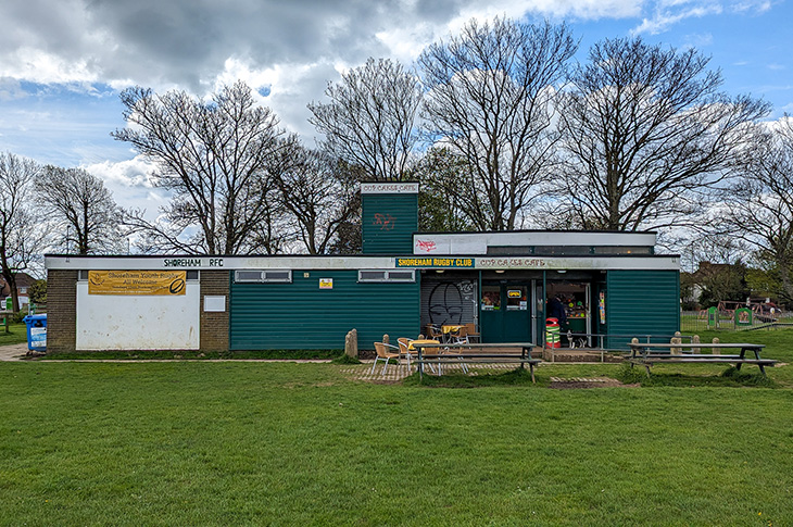 Buckingham Park sports pavilion in Shoreham - as it currently looks (front) - May 2024