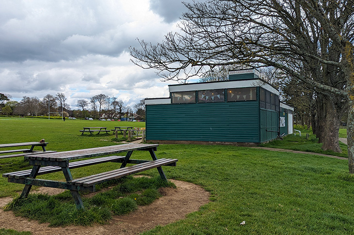 Buckingham Park sports pavilion in Shoreham - as it currently looks (side) - May 2024