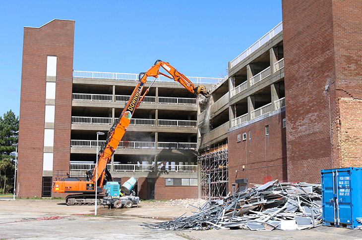 The Teville Gate multi storey car park being demolished