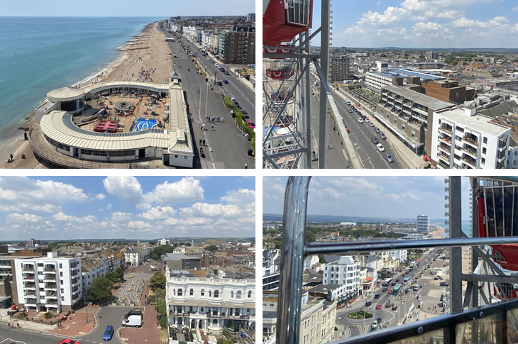 Views from the top of the observation wheel on Worthing promenade