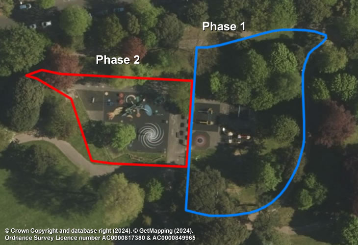 Homefield Park map - playground phases 1 and 2