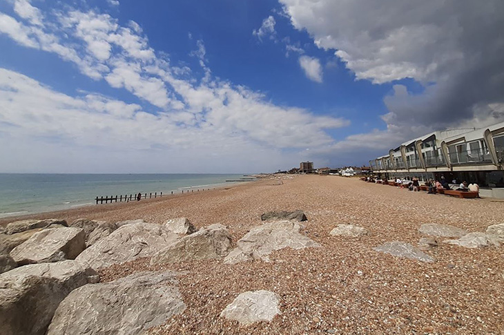 Lancing Beach - looking west from The Perch on Lancing Beach Green