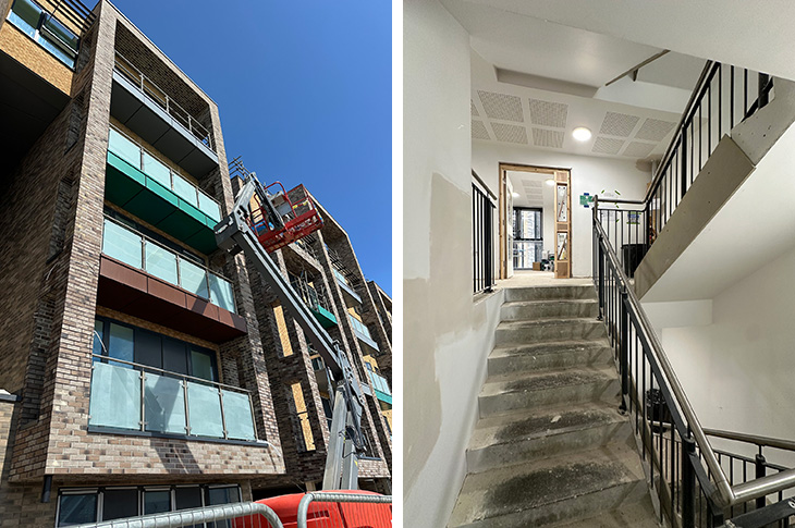 Albion Street, Southwick - front of the building and internal staircase