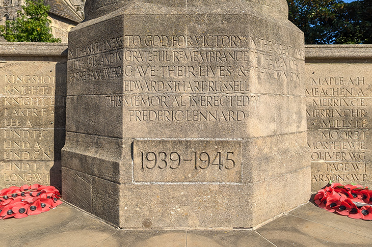 Shoreham War Memorial - close up view of the inscription