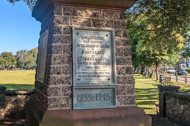 Southwick War Memorial - close up view of the inscription