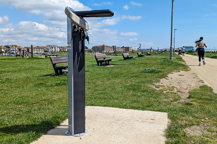 Cycling - tool station next to the bike racks near Perch on Lancing Beach