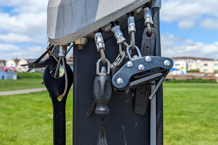 Cycling - tools on one of the bike stations