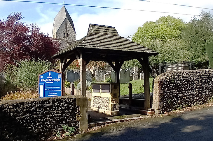 Sompting War Memorial in the lychgate of St Mary's Church