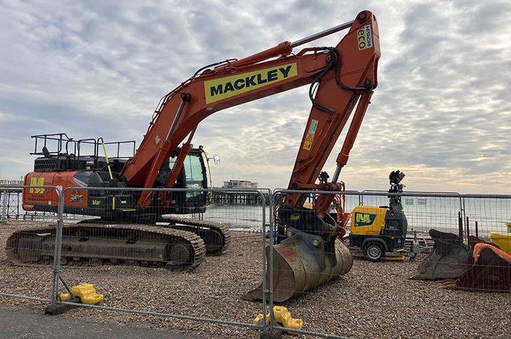 Worthing Pier - equipment in the compound west of the pier (11-11-2024)