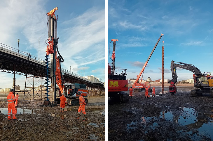 Worthing Pier - piles being driven into the seabed next to the pier (13-11-2024)