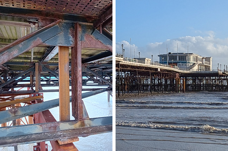 Worthing Pier - additional bracing under the pier (28-11-2024)