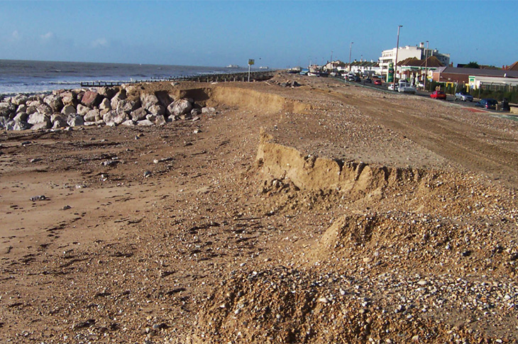 Worthing Beach - Example of cliffing